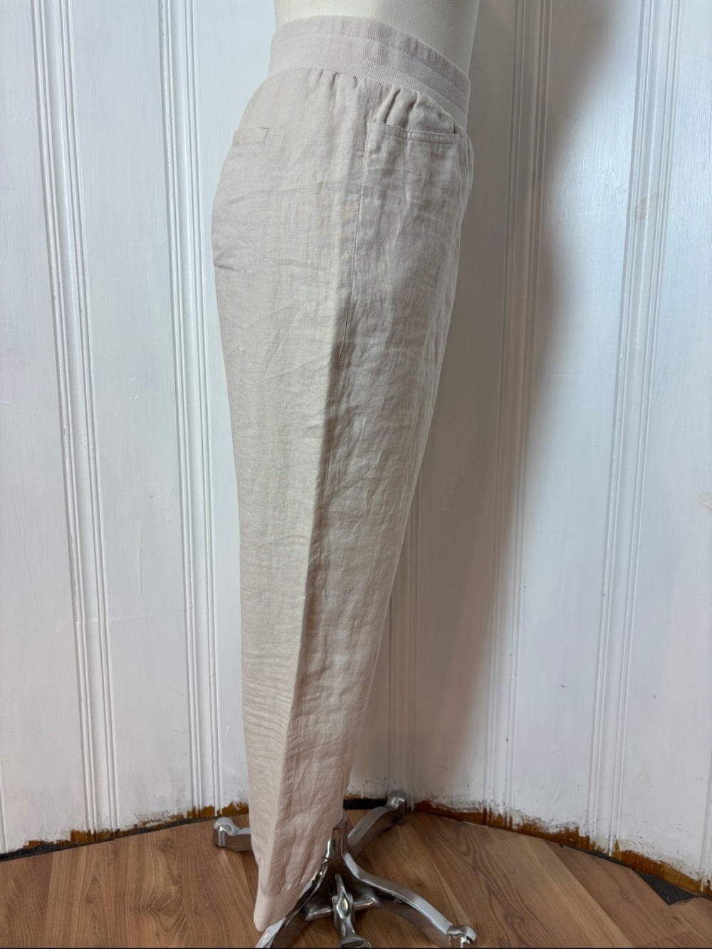 TRISTAN 100% Linen Set | Beige Jogger Pants & Sleeveless Button Shirt | Size XL - Picture 9 of 13